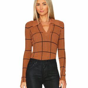 Equipment Baizel Polo in Tobacco Brown & True Black Size M - NEW NWOT